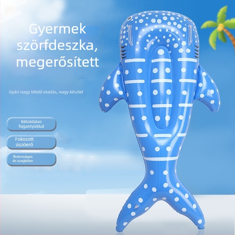 Gyerekeknek készült felfújható bálna alakú vízi úszóplatform - környezetbarát PVC, felfújható platform és úszó gyűrű