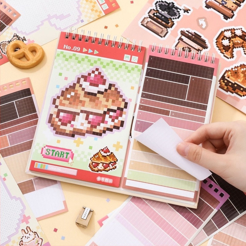 Pixel Mózaik matrica készlet - Xinmo, Papír, Cuki stílus, Kézműves: matricák, nyomtatás, teljesen kézzel készített, Modell Xinmo--Bean Mosaic Game Machine 2.0, Uniszex