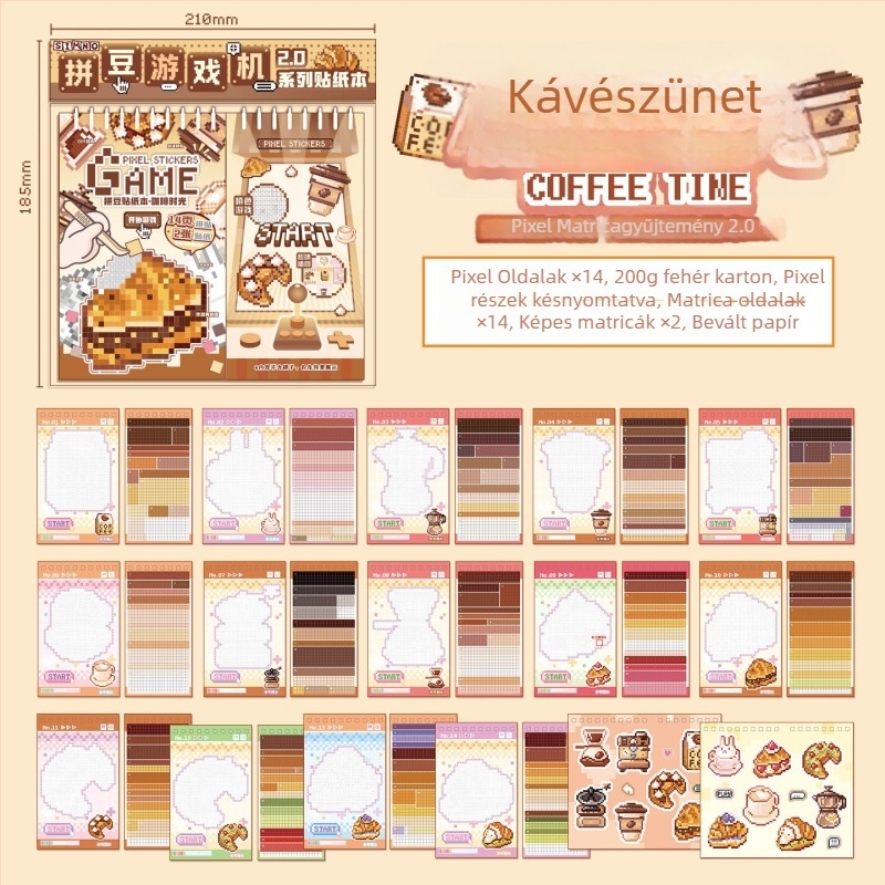 Pixel Mózaik matrica készlet - Xinmo, Papír, Cuki stílus, Kézműves: matricák, nyomtatás, teljesen kézzel készített, Modell Xinmo--Bean Mosaic Game Machine 2.0, Uniszex