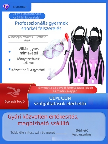 Gyerekeknek szóló búvárfelszerelés-készlet: uszonyok, búvárszemüveg, félig száraz búvárcső, búvármaszk és búvárcipők