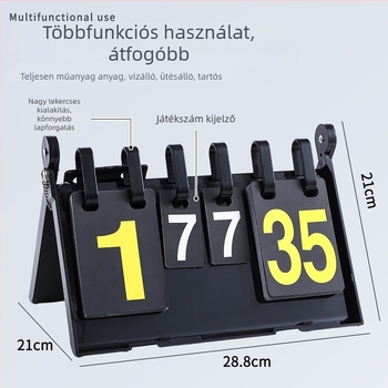 Hajtogató, vízálló ABS anyagú eredményjelző tábla – több sporthoz: kosárlabda, futball, tenisz, tollaslabda, asztalitenisz, biliárd és röplabda