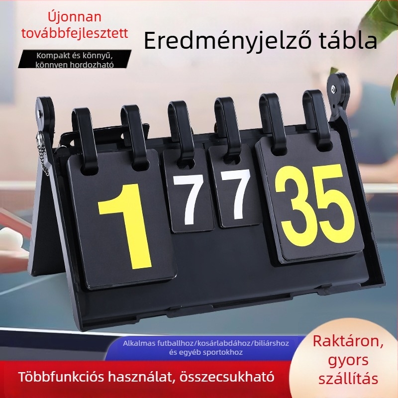 Hajtogató, vízálló ABS anyagú eredményjelző tábla – több sporthoz: kosárlabda, futball, tenisz, tollaslabda, asztalitenisz, biliárd és röplabda