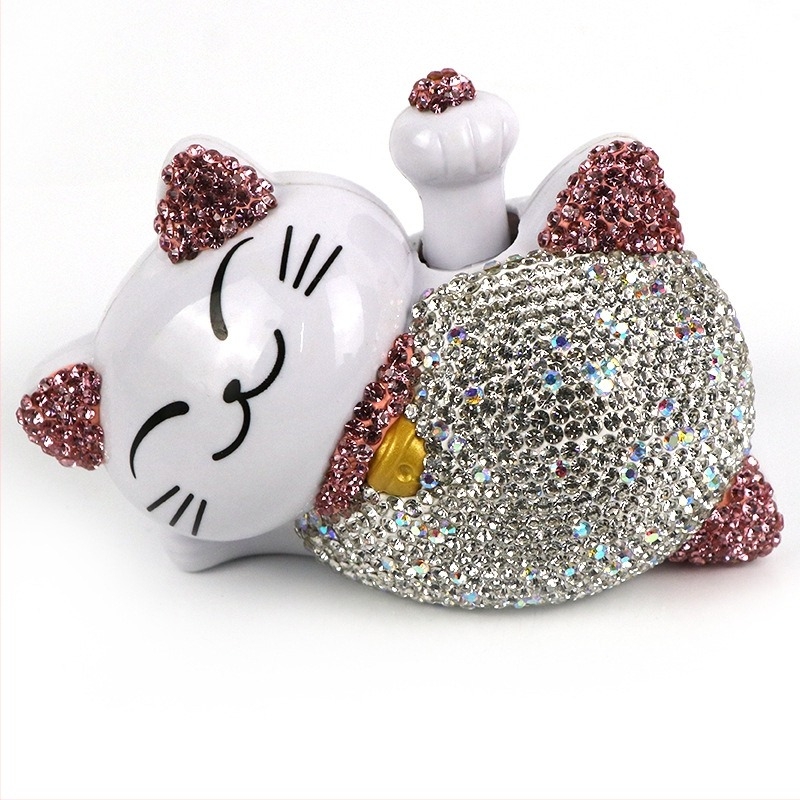 Fox autódekoráció — szerencse macska (Lucky Cat), ABS/Rhinestone, Cartoon stílus, középkonzol díszítés