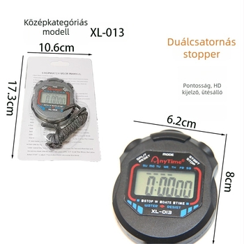 Elektronikus stopper/időmérő alumíniumötvözet testtel, vízálló, szünet funkcióval, csúszásmentes markolattal, súly 270 g