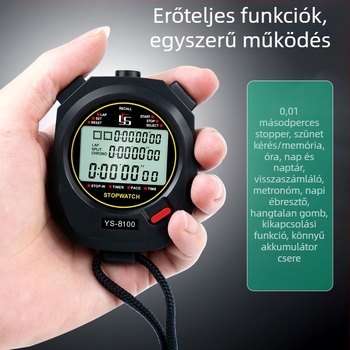 Elektronikus stopper atlétikához, PVC tokozás, nem vízálló, funkció nélküli szünet, csúszásmentes felület nélkül