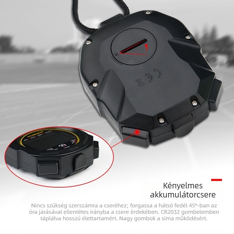 Elektronikus stopper atlétikához, PVC tokozás, nem vízálló, funkció nélküli szünet, csúszásmentes felület nélkül