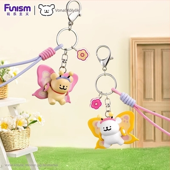 Kulcstartó aranyos kiskutya medállal – fém, Playfulism, IP licenc