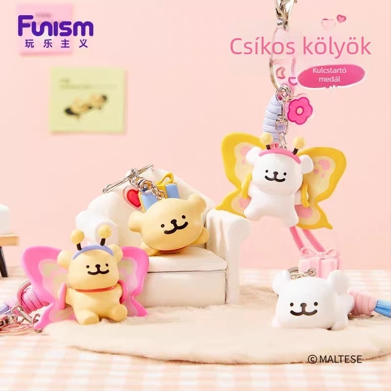 Kulcstartó aranyos kiskutya medállal – fém, Playfulism, IP licenc