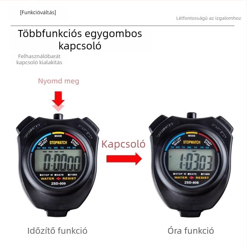 Többfunkciós digitális stopper sportidő méréséhez – diákoknak, testnevelőknek, bíróknak és edzőknek, atlétika és úszás