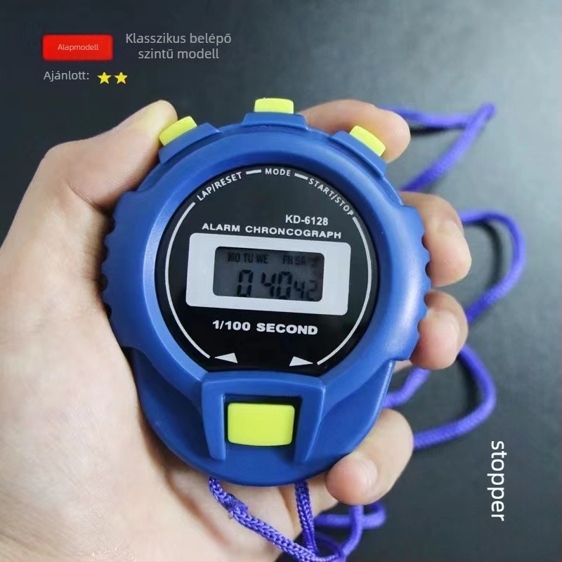 Elektronikus időmérő stopper két soros nagy kijelzővel, ABS ház, vízálló, funkció pause, logónyomtatás elérhető