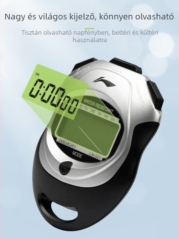 Li Ning elektronikus stopper ABS házzal, vízálló, szünet funkció, csúszásmentes (53 g, egy soros kijelző)