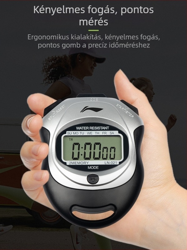 Li Ning elektronikus stopper ABS házzal, vízálló, szünet funkció, csúszásmentes (53 g, egy soros kijelző)