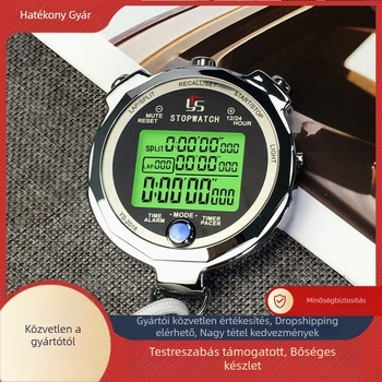 Elektronikus stopperóra – fém ház, világító kijelző, 0.001 s pontosság, szünet funkció, vízálló