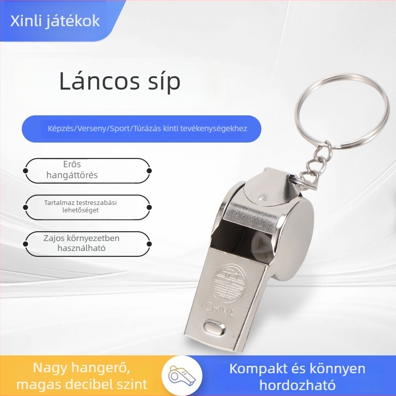 Vasból készült síp, kis méretű; logónyomtatás elérhető; testre szabható; alkalmas futásra, kerékpározásra, túrázásra, fitneszre és úszásra