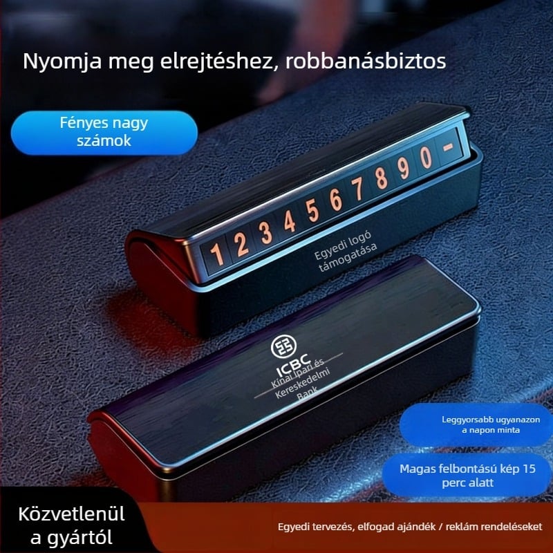Ideiglenes parkolási szám tábla, alumíniumötvözet és ABS anyagból, ragasztós telepítés, modell Hide parking sign, logó nyomtatás elérhető