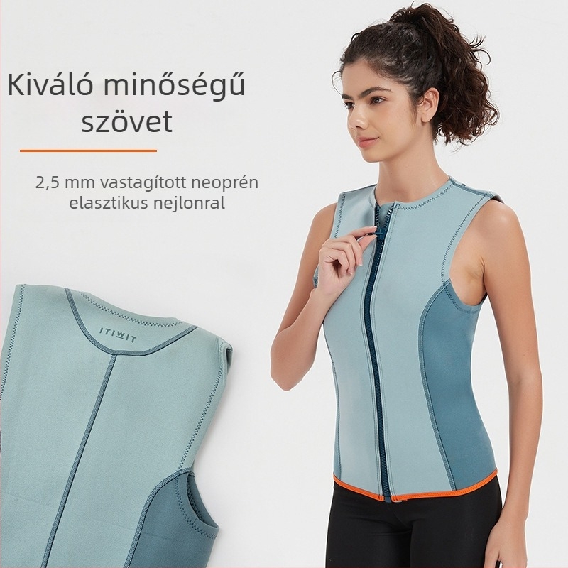 Női búvármellény, ujjatlan, meleg, egész éves használatra, úszáshoz és búvárkodáshoz
