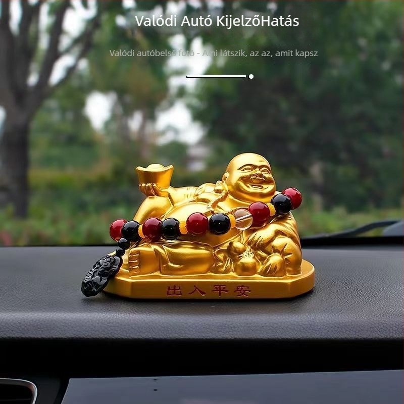 Maitreya Buddha autó dísz – gyanta, kínai hagyományos stílus, Beautiful Car márka, megőrzi a nyugalmat az autóban