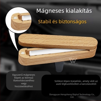 Fa autó illatosító klipek, 10–20 ml kapacitás, illeszthető a levegő kimenetére, dekoratív és aromatizáló, szagok semlegesítése