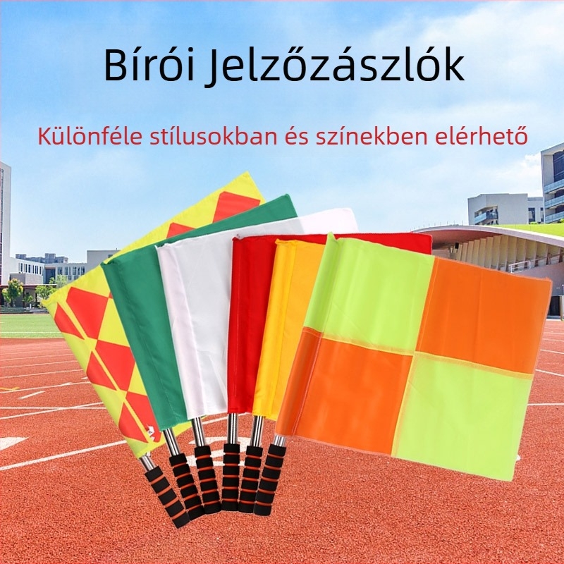 Atlétikai versenyek startjelző zászló - Rozsdamentes acél rúd, textil zászló, fogantyú szivacs, Modell 5567, Testreszabható magáncímke