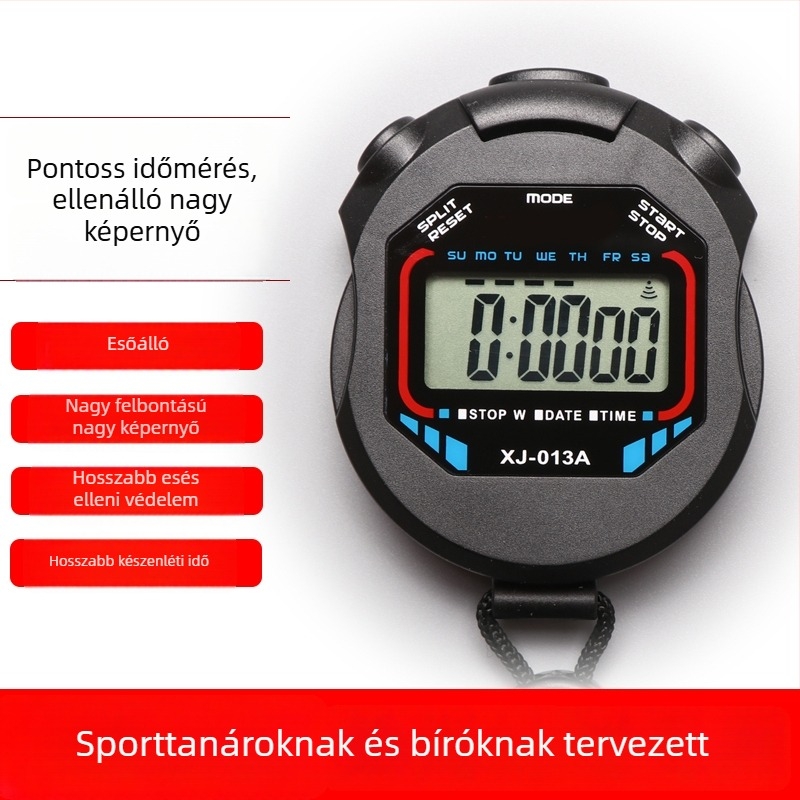 Elektronikus stopper-óra alumíniumötvözet testtel, vízálló, pause funkció, csúszásmentes, futáshoz