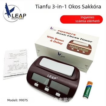 Elektronikus sakkidő-óra, ABS ház, 252 g, logónyomtatás elérhető, alkalmas sakkhoz és kártyajátékokhoz