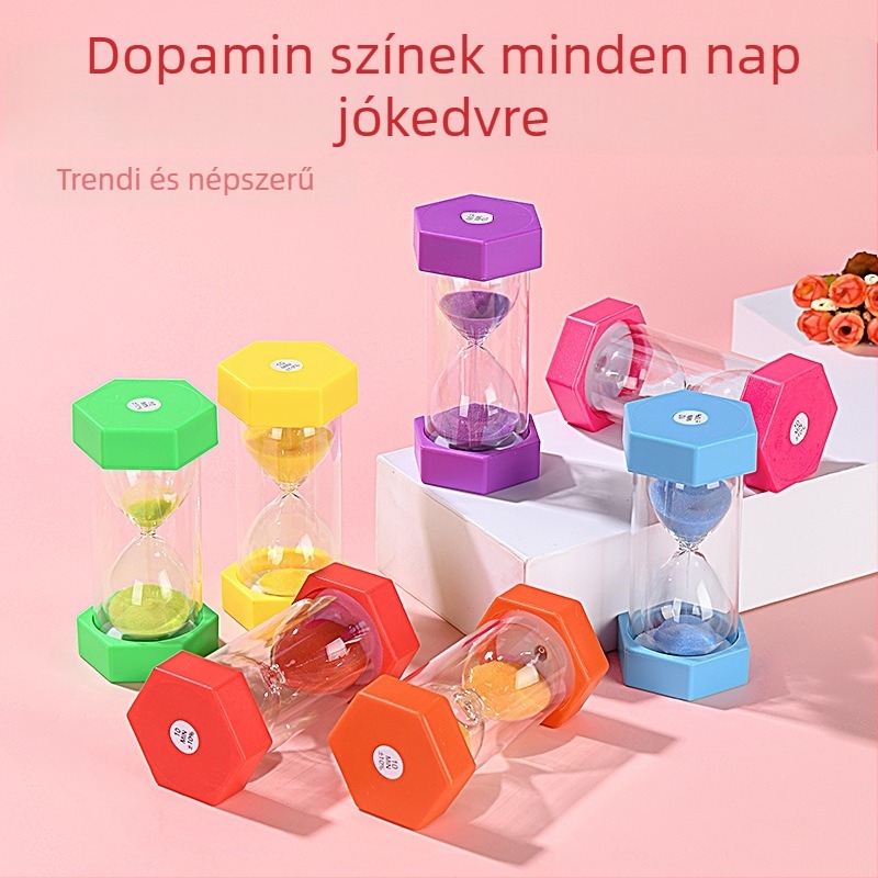 Hexagonális homokórás időmérő készlet – 10/30 perc, kézzel készült, mindennapi üveg, letisztult modern stílus