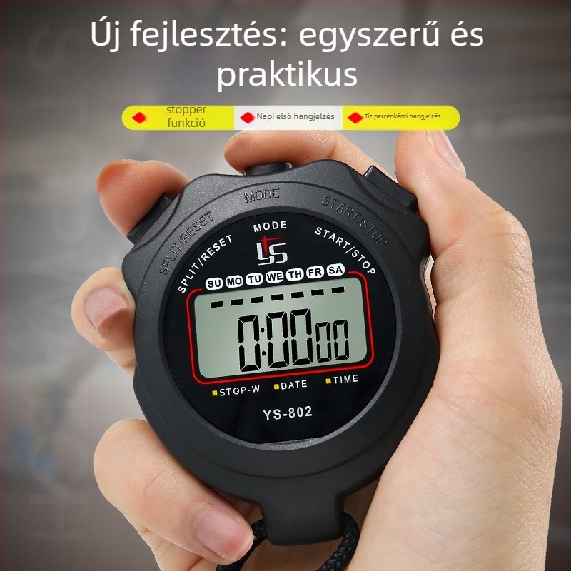 Yisheng Elektronikus stopper-időmérő – vízálló, szünet funkcióval, csúszásmentes ABS ház, egysoros kijelző