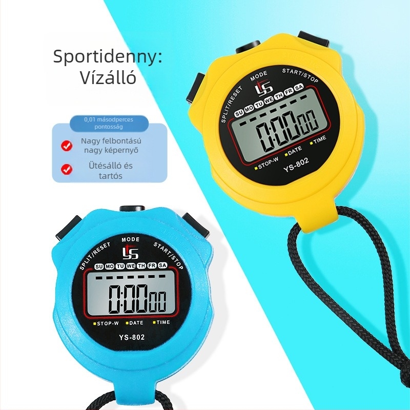 Yisheng Elektronikus stopper-időmérő – vízálló, szünet funkcióval, csúszásmentes ABS ház, egysoros kijelző