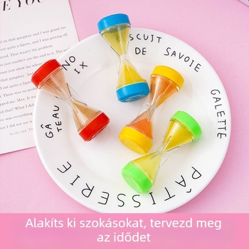 Kisméretű homokórás játék – Cartoonos klasszikus dizájn, üveg anyag, modern minimalista stílus, akasztó dísz, ajándékhoz