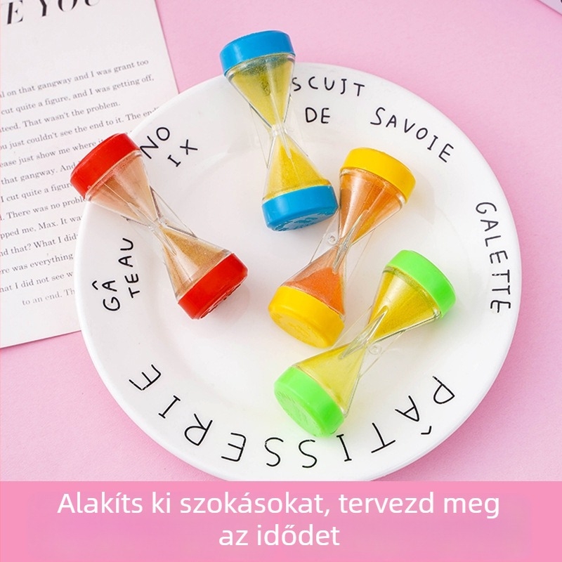 Kisméretű homokórás játék – Cartoonos klasszikus dizájn, üveg anyag, modern minimalista stílus, akasztó dísz, ajándékhoz