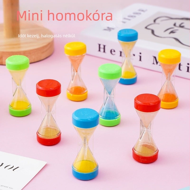 Kisméretű homokórás játék – Cartoonos klasszikus dizájn, üveg anyag, modern minimalista stílus, akasztó dísz, ajándékhoz