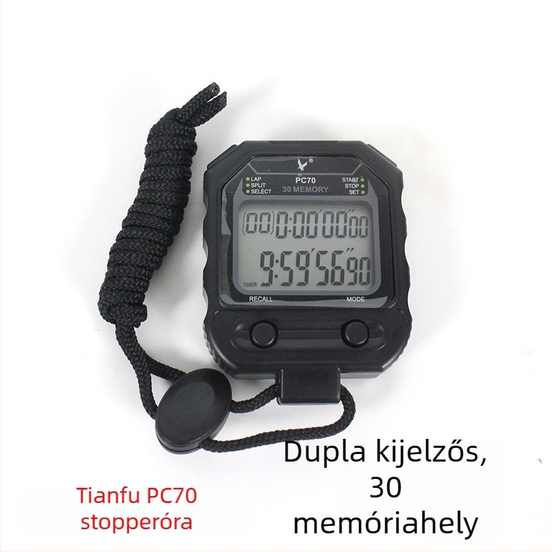 Professzionális futópálya stopper TF810 – vízálló, szünet funkció, csúszásmentes fém test, 1/2/3 soros kijelző