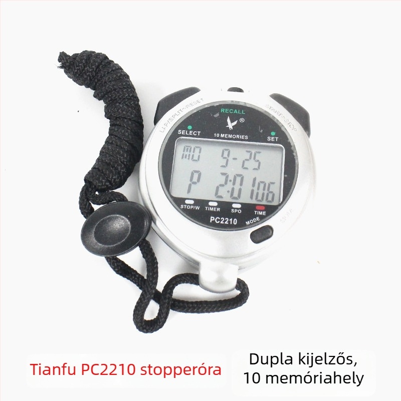 Professzionális futópálya stopper TF810 – vízálló, szünet funkció, csúszásmentes fém test, 1/2/3 soros kijelző