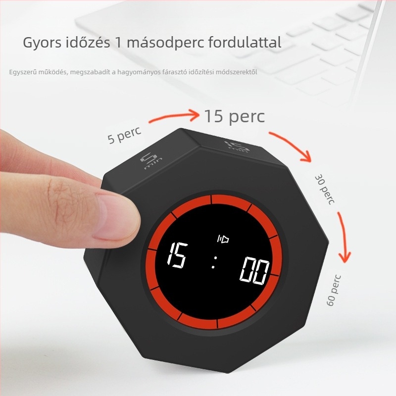 Nyolcszögletű elektronikus időzítő gravitációs érzékelővel gyerekeknek, visszaszámlálás emlékeztető, numerikus kijelző, akkumulátoros működés