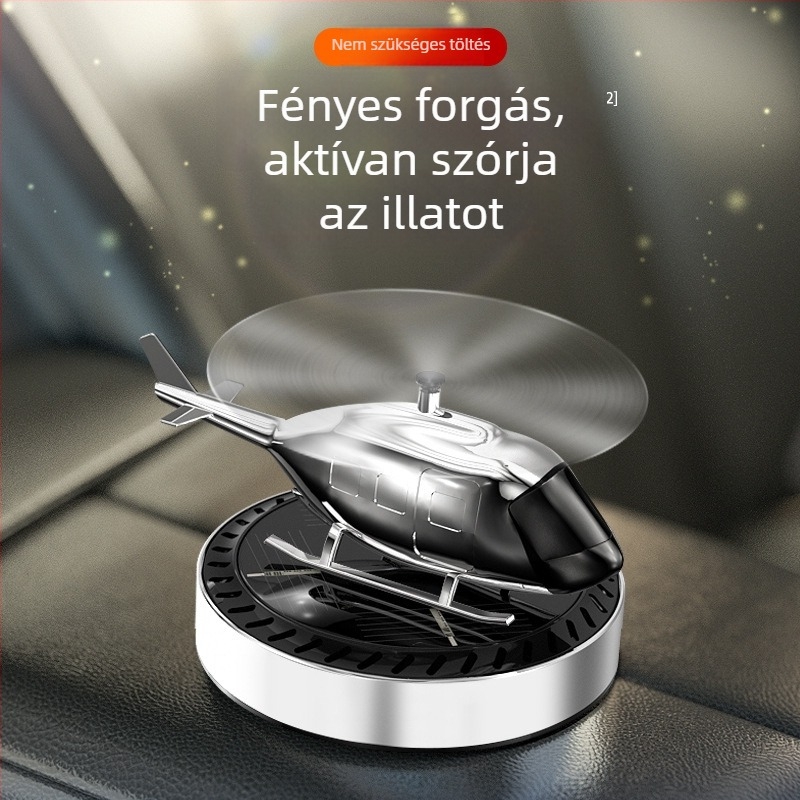 Napelemes helikopter autóhoz – illatosító dísz, forgó belső dekoráció