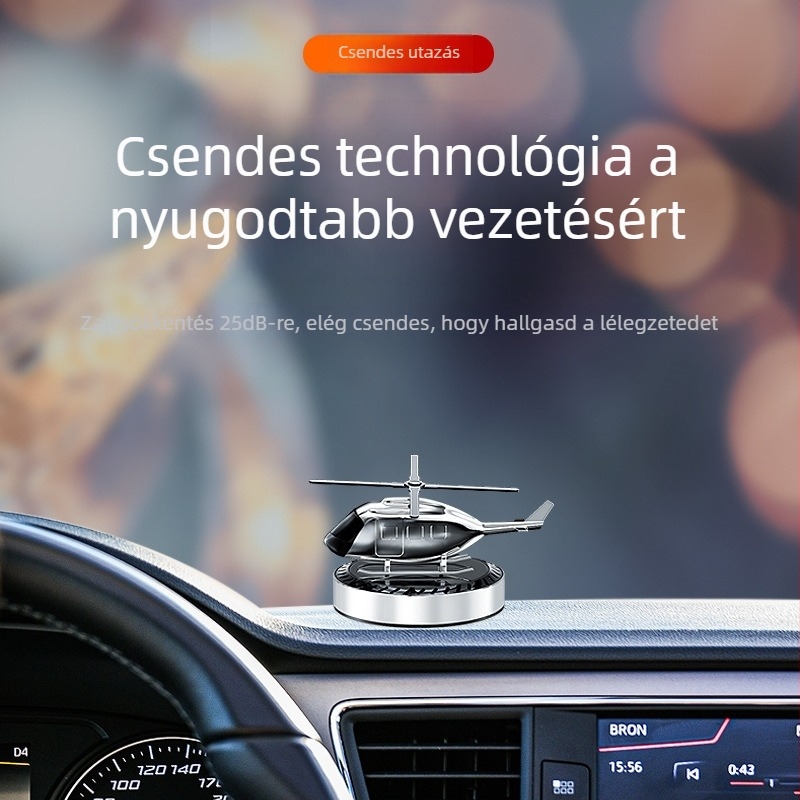 Napelemes helikopter autóhoz – illatosító dísz, forgó belső dekoráció