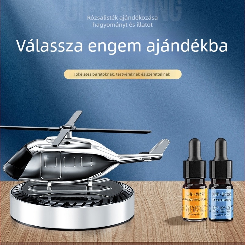 Napelemes helikopter autóhoz – illatosító dísz, forgó belső dekoráció