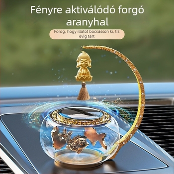 Üveg autóillatosító dísz, napelemmel működő forgó mechanizmussal és hosszú ideig tartó illattal