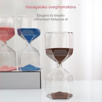 Homokóra 15 perc, magas boroszilikát üveg, fújt technikával, modern minimalist stílusú, kézműves medál dekoráció