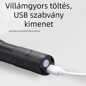 Shato Tribe LED zseblámpa, alumínium ötvözet test, újratölthető 1200 mAh, hatótáv 100–200 m