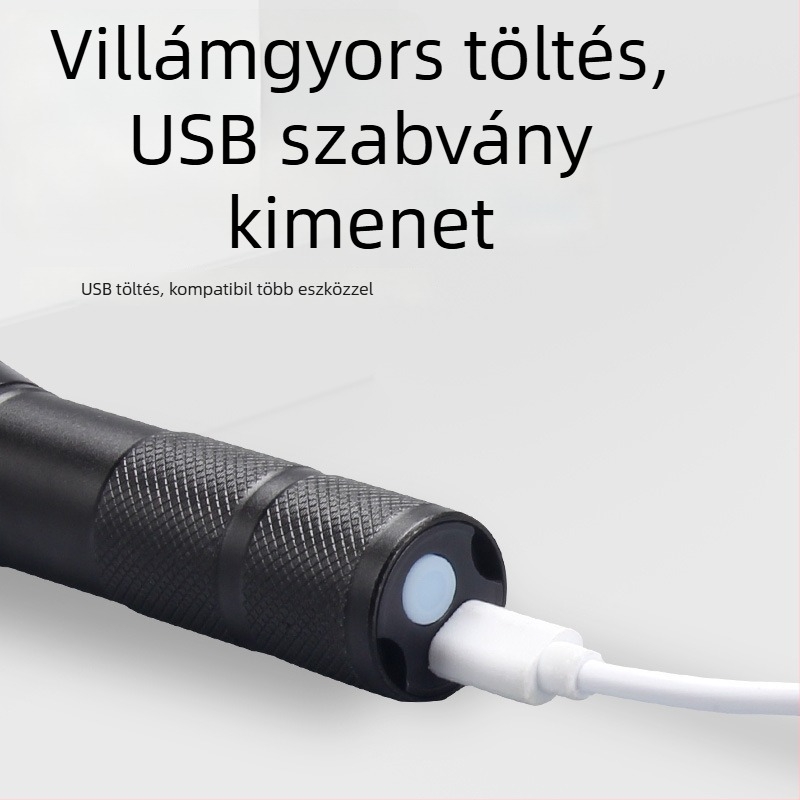 Shato Tribe LED zseblámpa, alumínium ötvözet test, újratölthető 1200 mAh, hatótáv 100–200 m