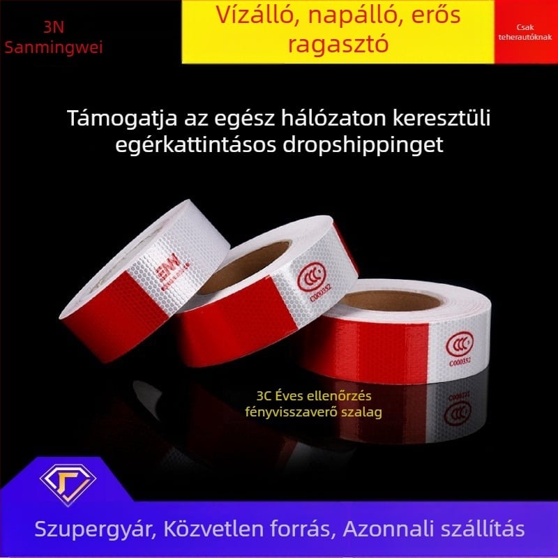 Pótkocsikhoz és járművekhez reflexiós matricák, biztonsági figyelmeztető jelek, magas fényvisszaverő csíkok a balesetmegelőzéshez és az éves felülvizsgálathoz