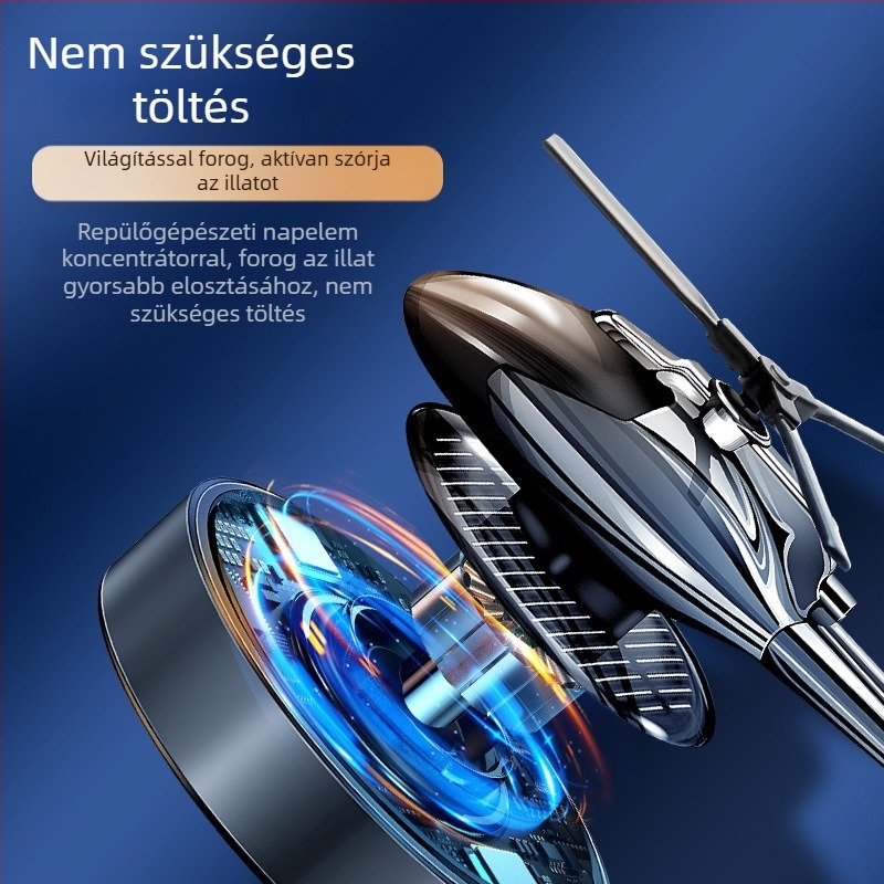 Napelemes autó-helikopter aromaterápiás dísz illatosítóval és szagok eltávolításával