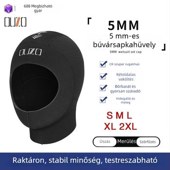OUZO 5mm neoprén búvársapka férfiak és nők számára, CR szuper rugalmas, vastagított, meleg és hideg elleni védelem, úszófejfedő
