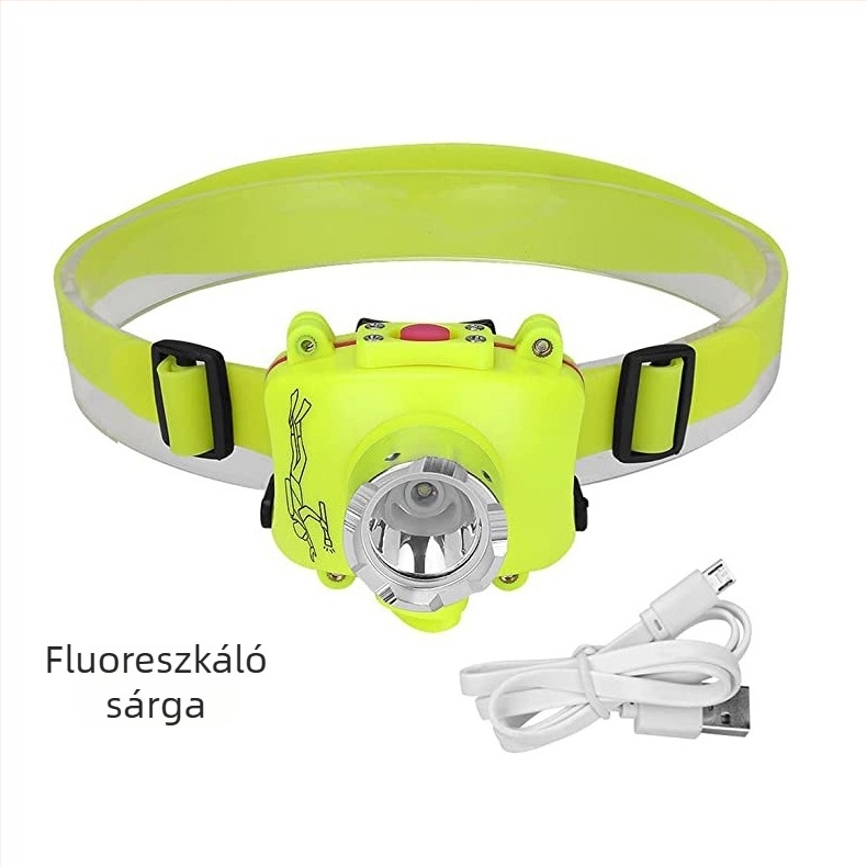 Búvár fejlámpa USB‑töltésű LED, ABS burkolat, hordozható