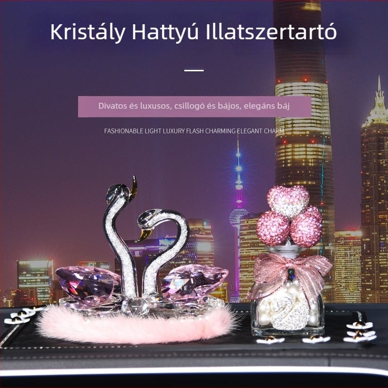 LD Kristályhattyú Autóillatosító – Kristály Anyag, Egyszerű Stílus, Dekoratív Belső Kiegészítő