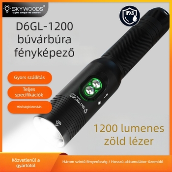 SKYWOODS búvár zseblámpa, 1200 lumen, lézerrel felszerelve, víz alatti világítás, hosszú hatótávolságú fény, jelzőfény