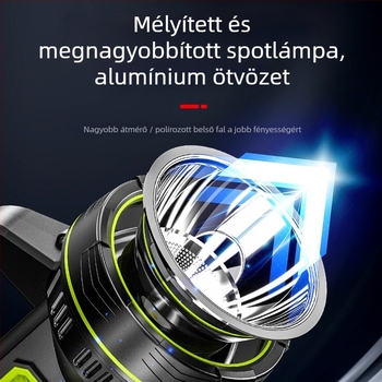 Kültéri hordozható LED keresőfény, 3W, 1200mAh akkumulátor, 200–500 m hatótávolság, újratölthető