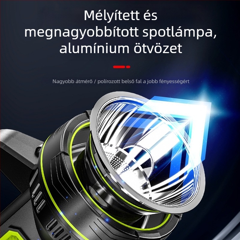 Kültéri hordozható LED keresőfény, 3W, 1200mAh akkumulátor, 200–500 m hatótávolság, újratölthető