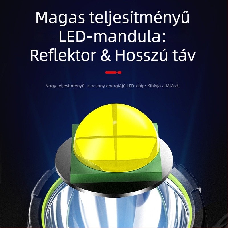 Kültéri hordozható LED keresőfény, 3W, 1200mAh akkumulátor, 200–500 m hatótávolság, újratölthető